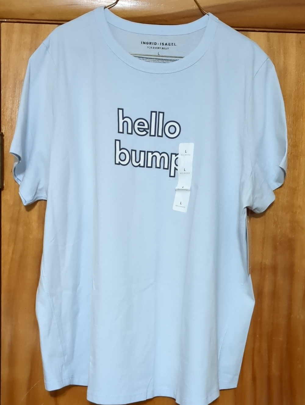 Ingrid & Isabel Light Blue 'hello bump' Maternity Tee